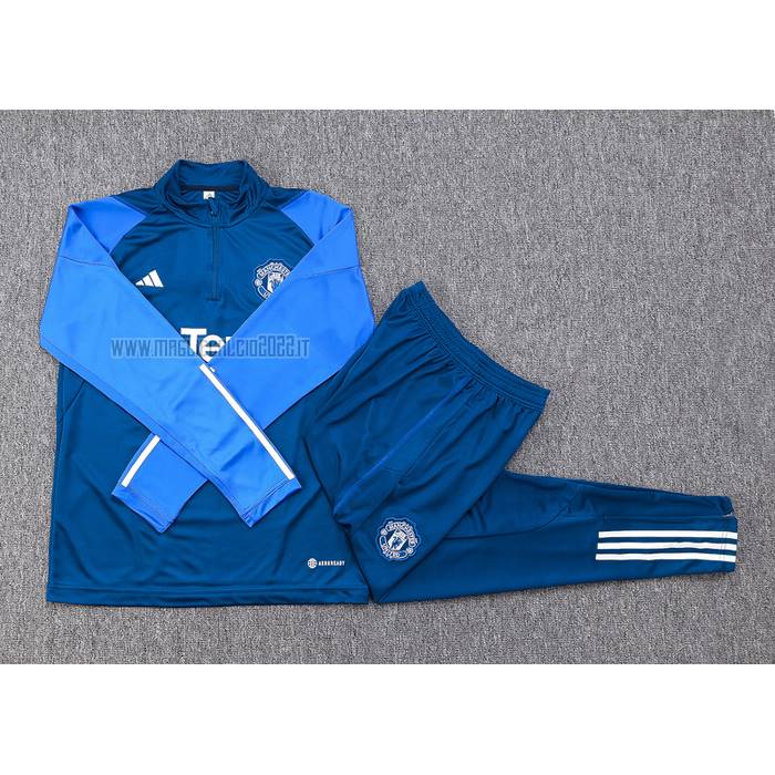 Tuta da Track de Felpa del Manchester United Bambino 2023-2024 Blu